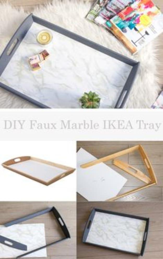 DIY Faux Marble IKEA Tray, an idea worth saving to your favorites and a fun project the whole family can help with