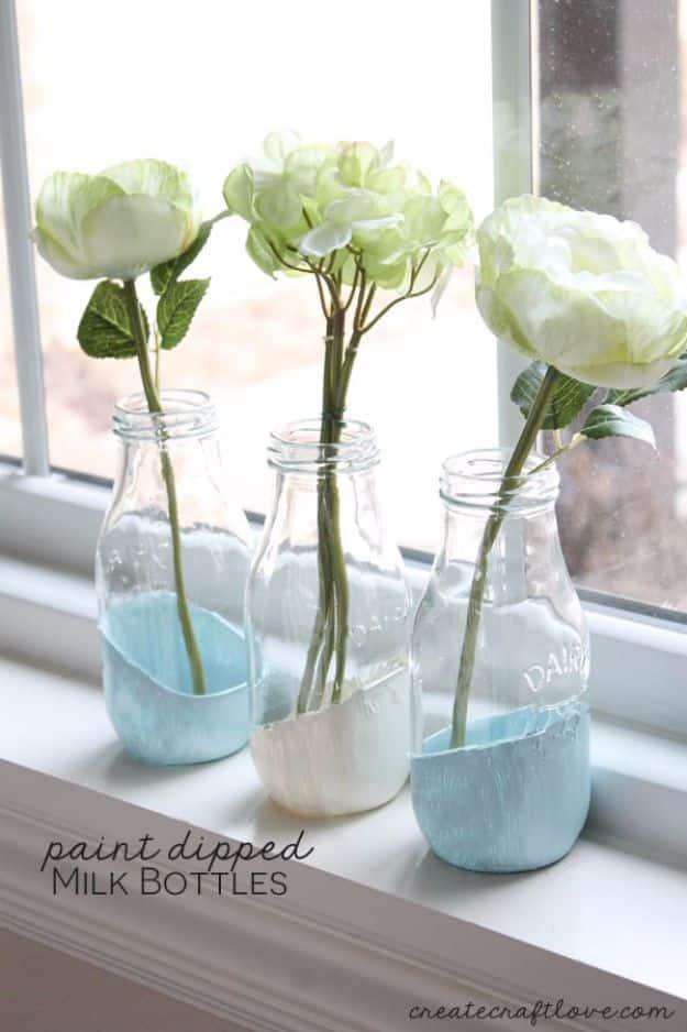 Last Minute Christmas Gifts - Paint Dipped Milk Bottles - Quick DIY Gift Ideas and Easy Christmas Presents To Make for Mom, Dad, Family and Friends - Dollar Store Crafts and Cheap