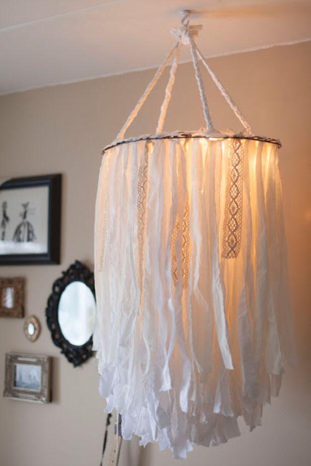 Cloth Chandelier, one of the best white decor ideas on this list and a budget friendly way to update the space