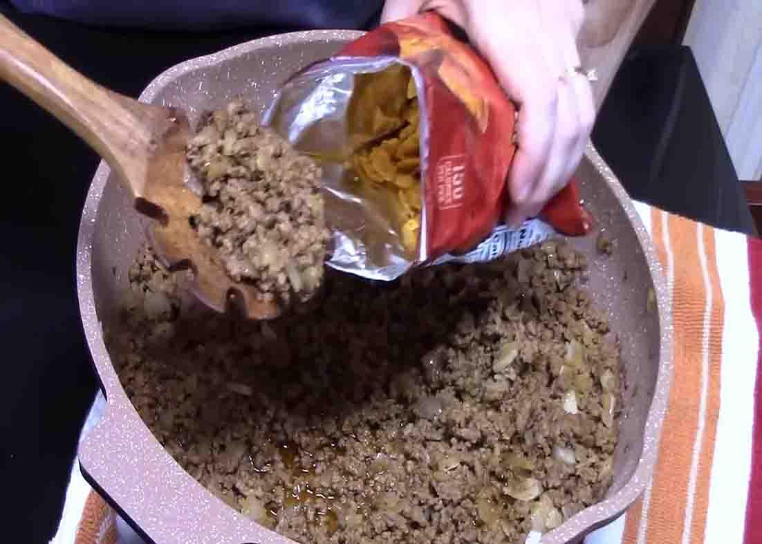 Assembling the walking tacos