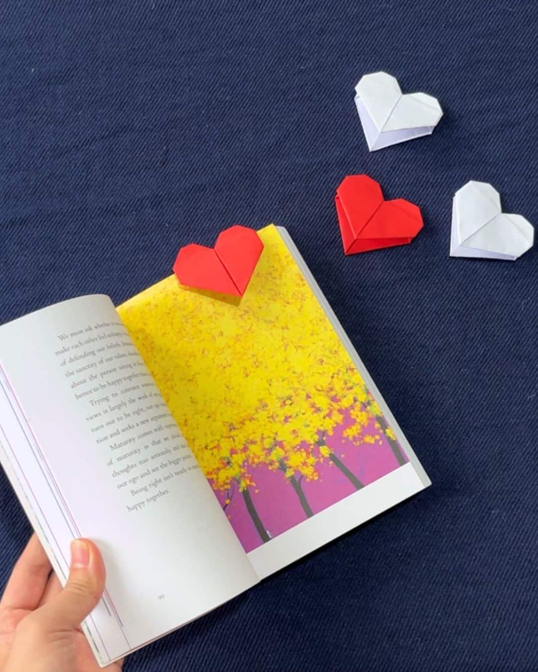 Easy Origami Heart Bookmark — how to make a paper heart bookmark