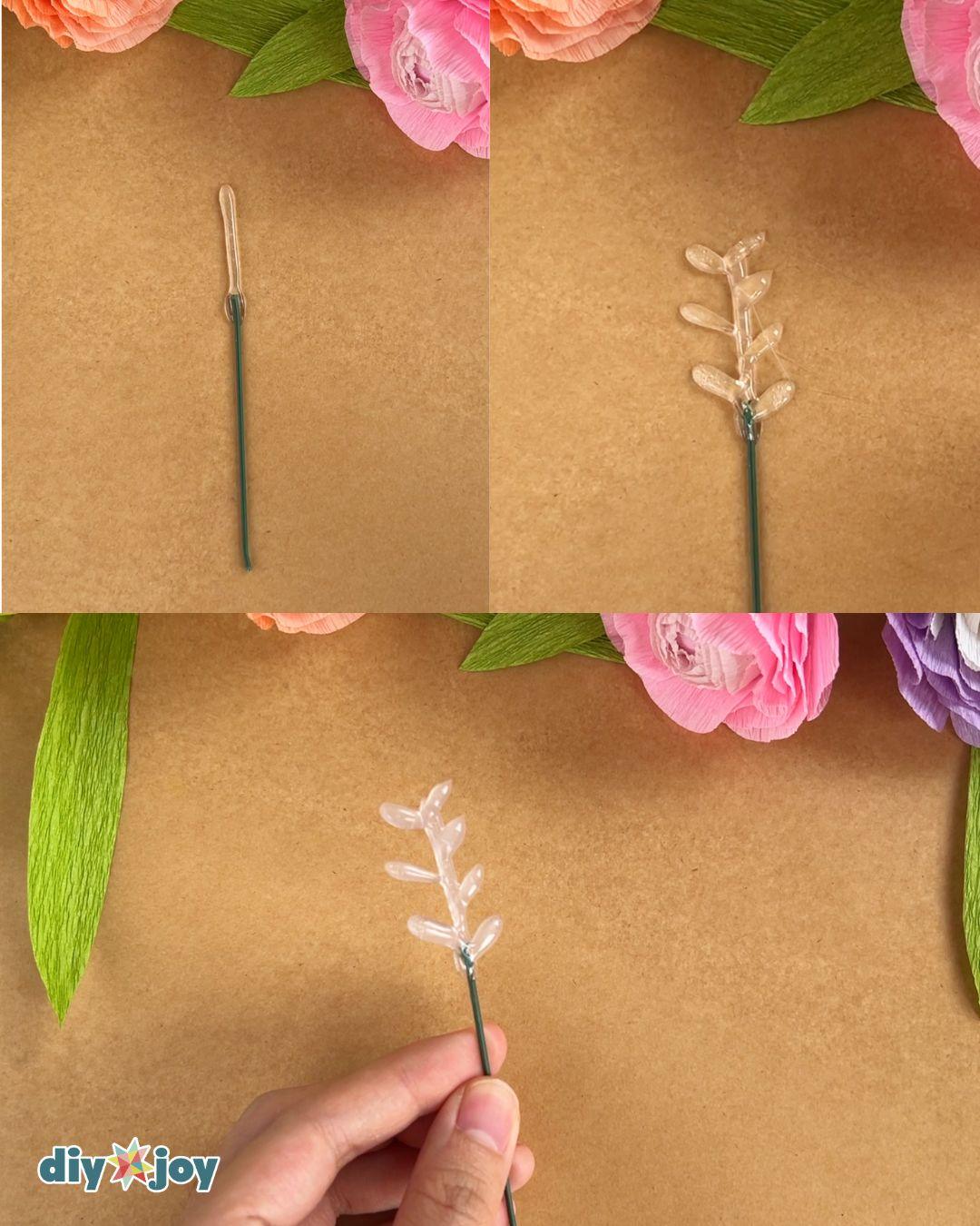 Easy Hot Glue Flowers — make leaves
