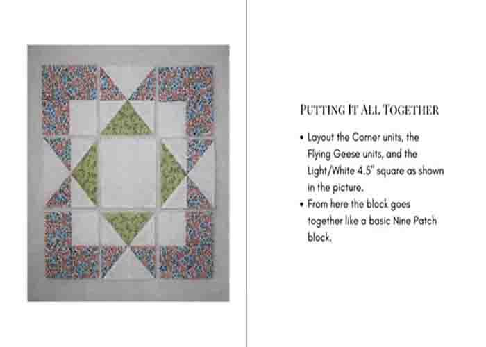 Assembling the traditional four squares quilt block