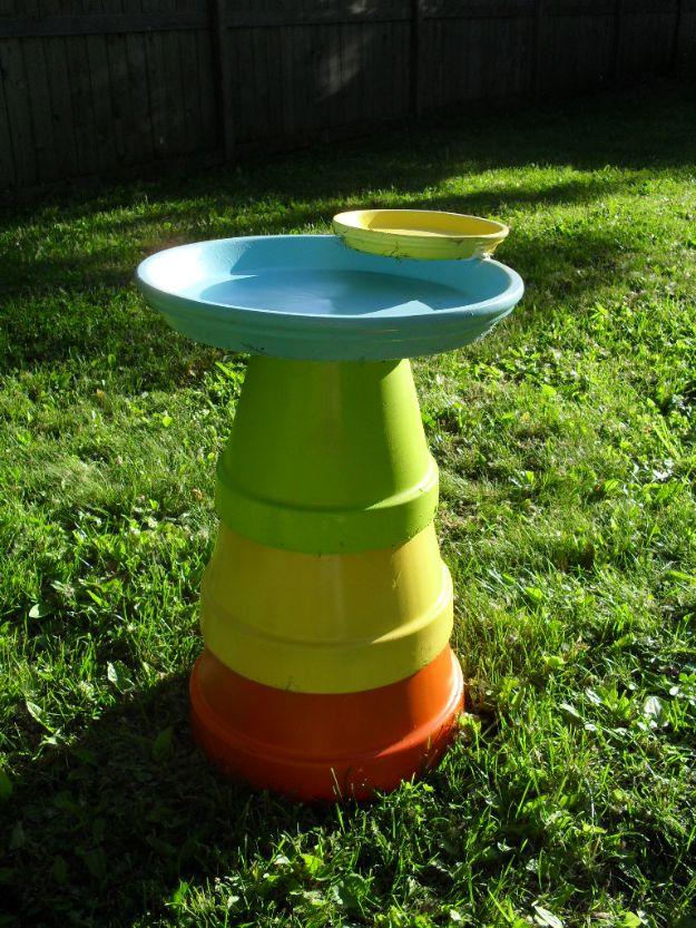 DIY Ideas for Clay Pots - Clay Pot Bird Bath - Cute Gardening Projects Tutorials for Decorating Pots - Pretty Rustic and Farmhouse Planters for Cheap Home Decor
