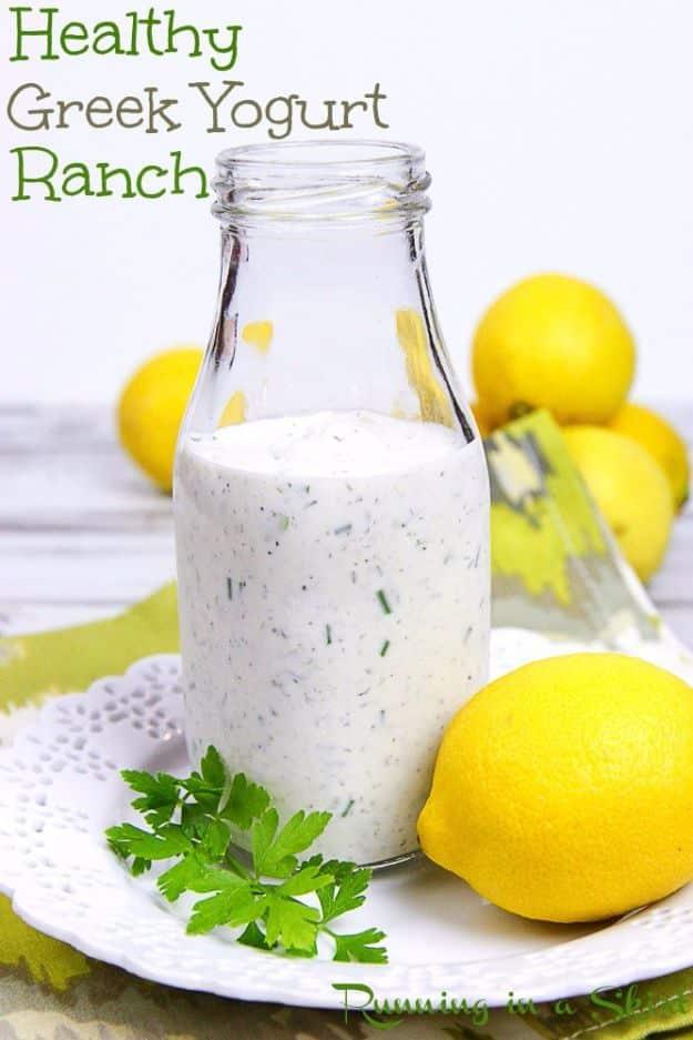 Salad Dressing Recipes - Healthy Greek Yogurt Ranch Dressing - Healthy, Low Calorie and Easy Recipes for Creamy Homeade Dressings - How To Make Vinaigrette, Mango, Greek, Paleo, Ba