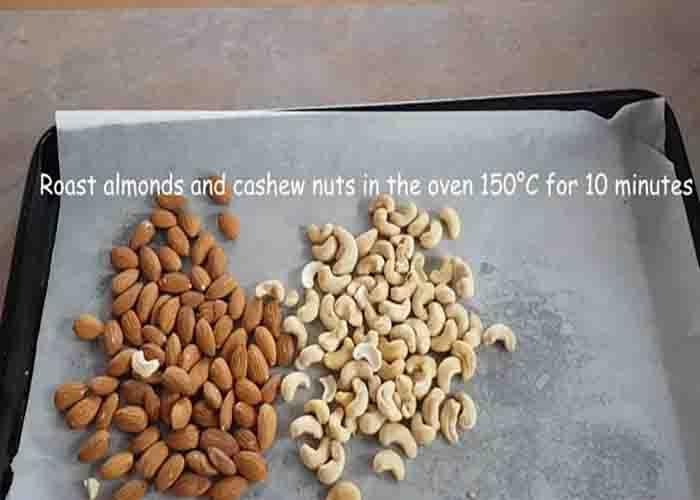 Roasting the nuts for the breakfast cookies recipe