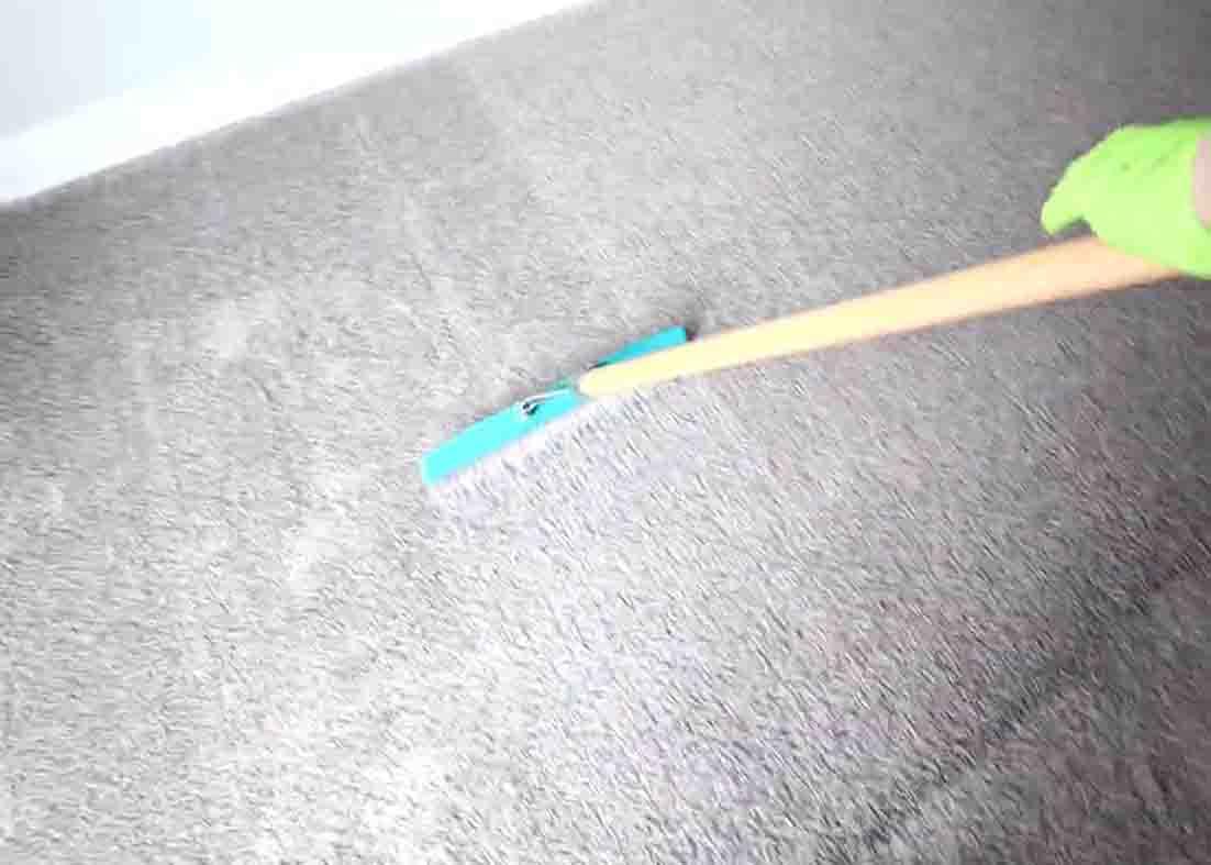 Grooming the carpet so it will dry fast
