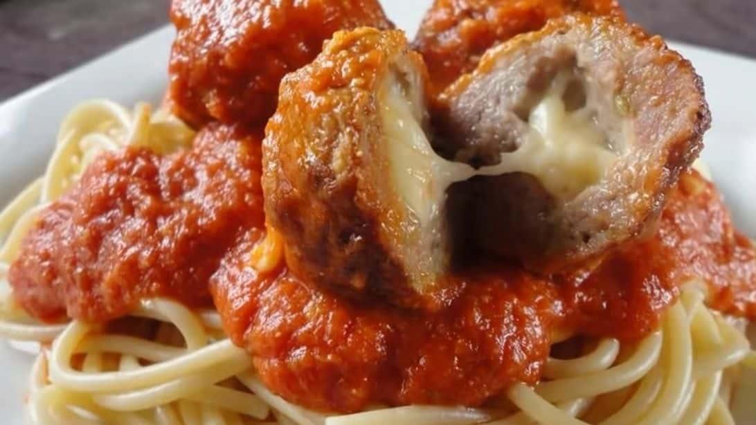 Juicy Mozzarella Cheese Stuffed Meatballs Recipe