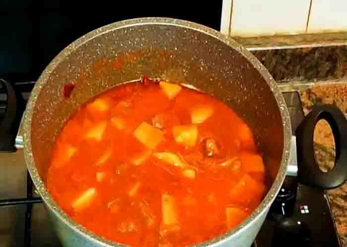 Cooking the potato beef stew