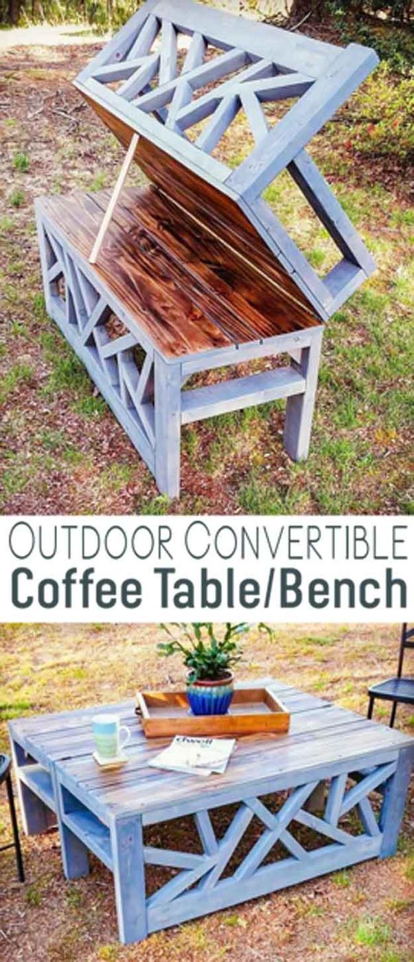 Outdoor Convertible Bench Coffee Table, a simple idea that makes a real difference and great for your home