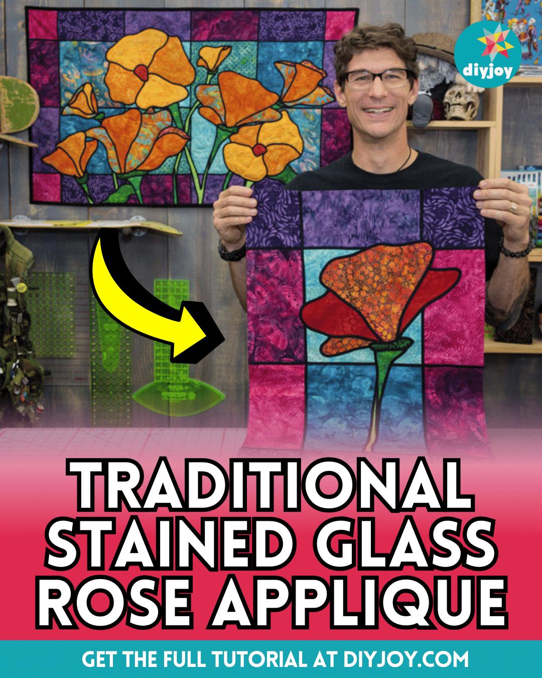 Traditional Stained Glass Rose Applique Tutorial