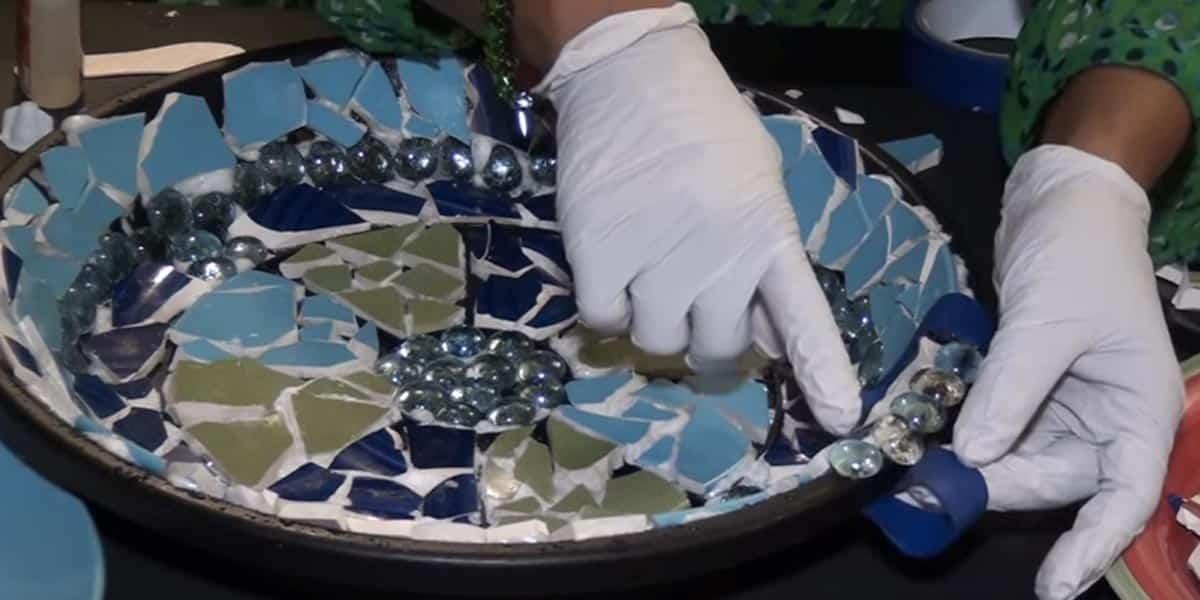 Watch How She Makes This Stunning Mosaic Bird Bath (So Easy!)