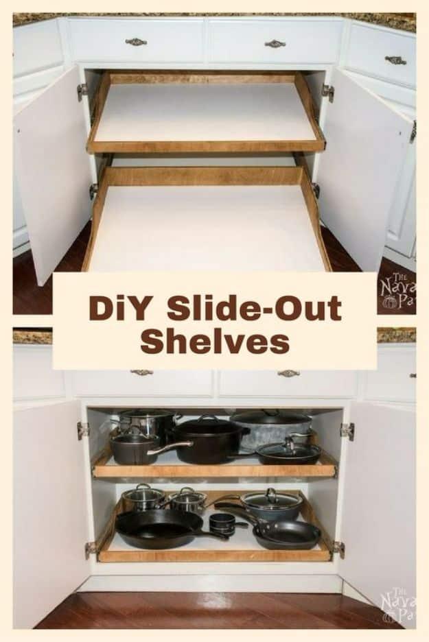 DIY Slide-Out Shelves, a budget friendly DIY kitchen cabinet idea and a practical way to make old cabinets feel new