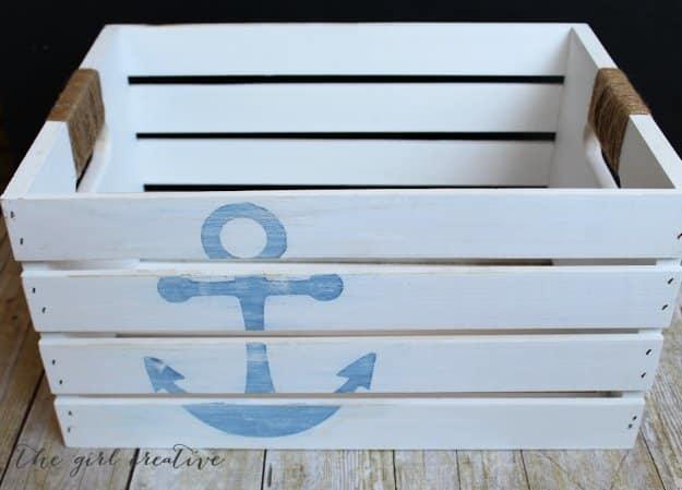 DIY Distressed Nautical Crate, a clever DIY storage idea worth building this weekend and a favorite pick from this roundup