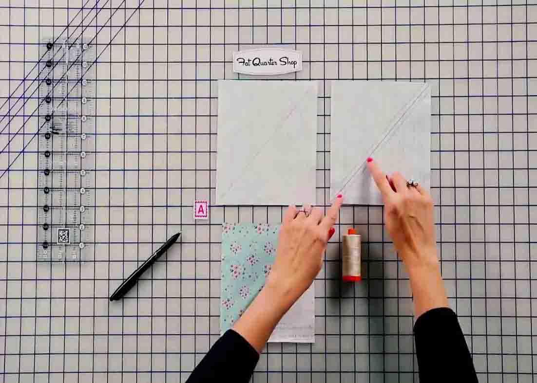 Cutting the squares for the locket quilt pattern