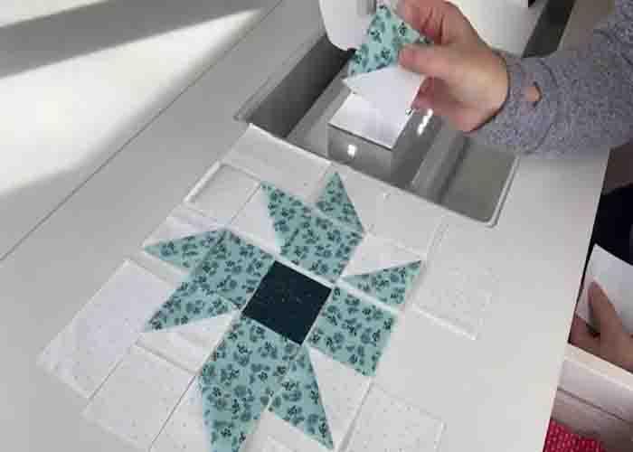 Cutting all the units for the wildflowers table topper quilt
