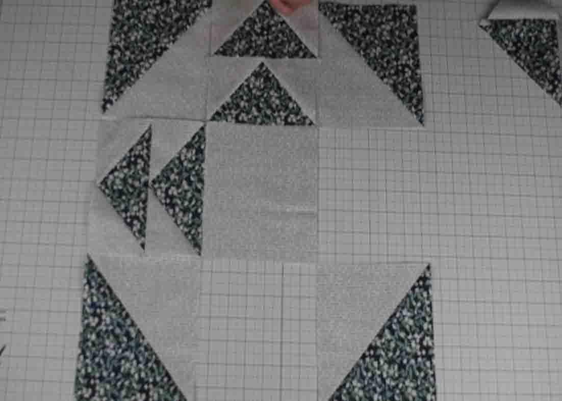 Laying the quilt blocks to make the prairie quilt