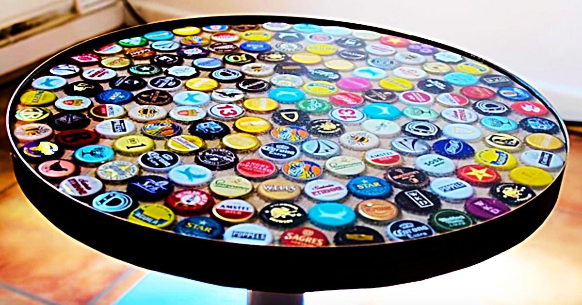 DIY Beer Bottle Cap Table