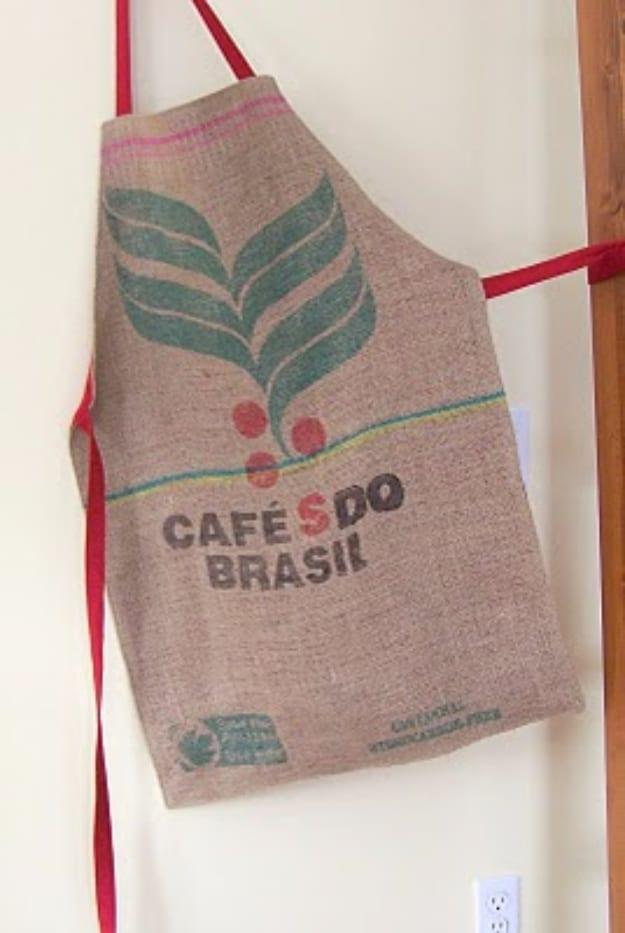 Crafty Coffee Bag Apron, a simple upcycle project for a beginner crafter and a favorite pick from this roundup