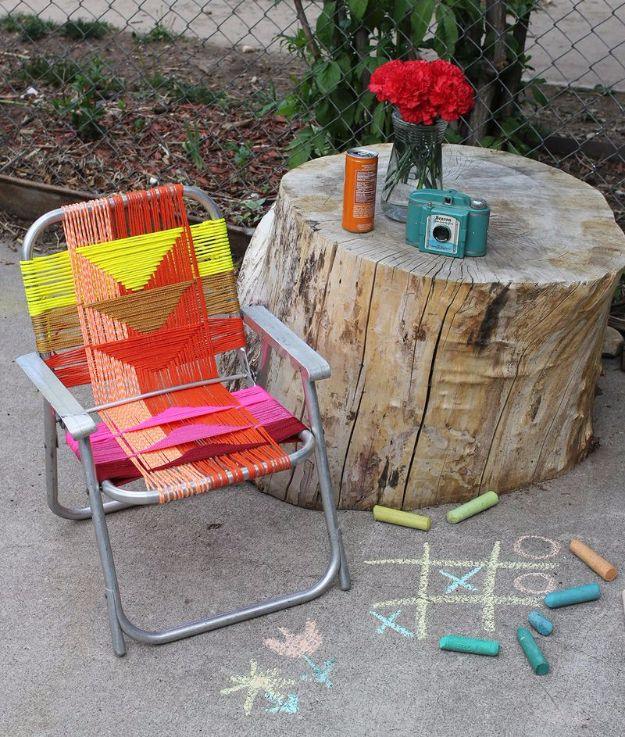 Aluminum Chair Makeover, a beautiful macrame craft to try at home and a boho accent piece made from simple knots