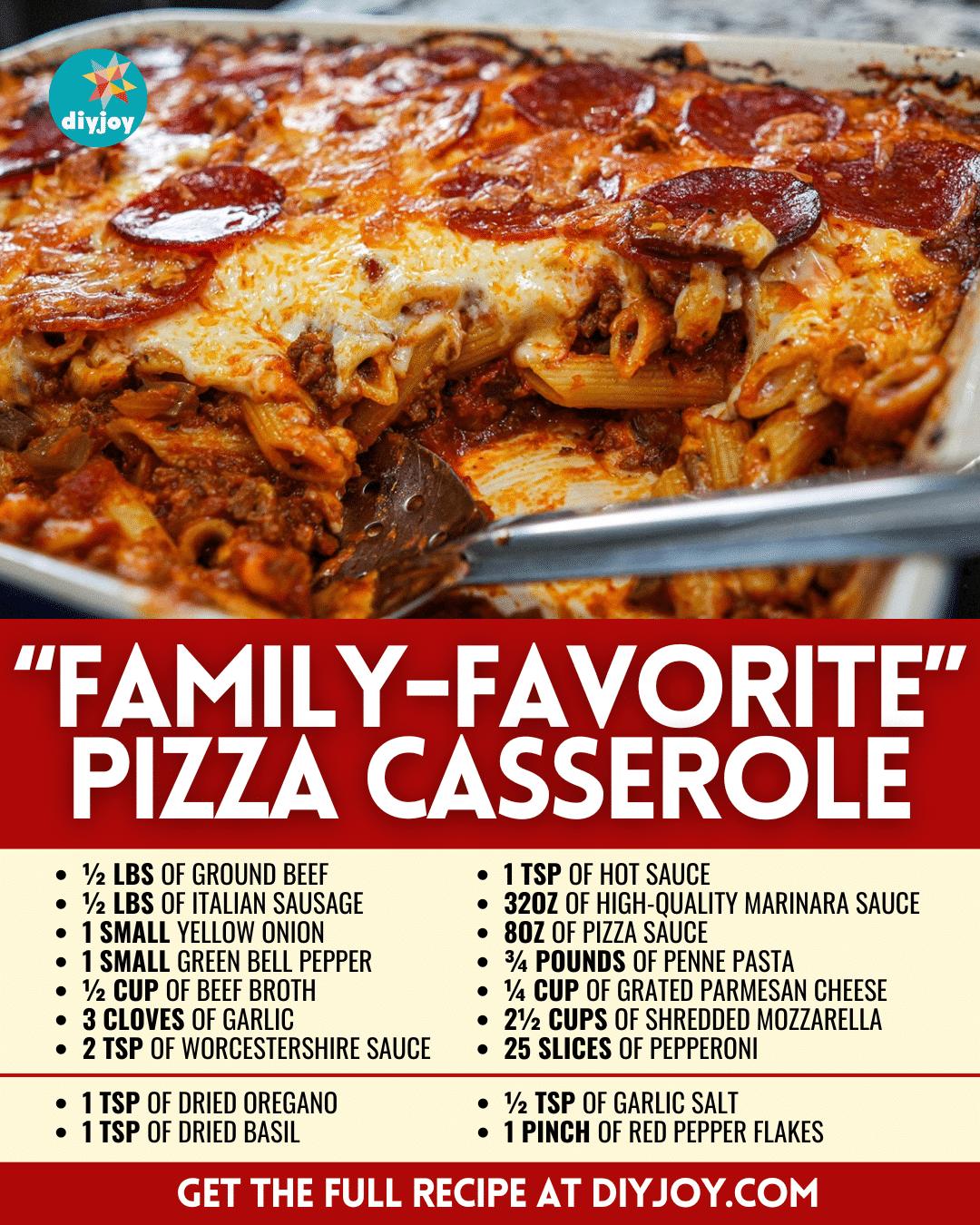 Easy “Family-Favorite” Pizza Casserole Recipe