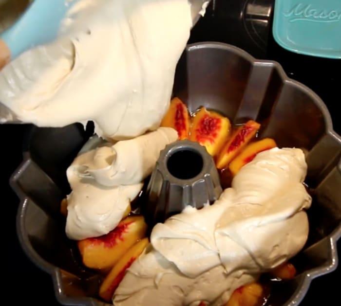 Make a Boozy Peach Upside Down Down Cake in a Bundt Pan