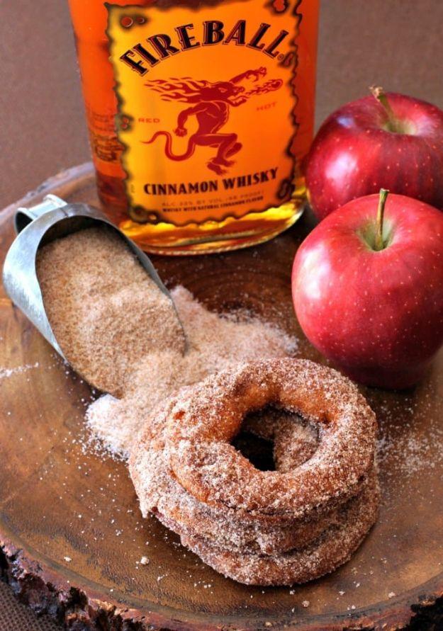 Fireball Whiskey Recipes - Fireball Apple Fritters - Fire ball Whisky Recipe Ideas - Pie, Desserts, Drinks, Homemade Food and Cocktails - Easy Treats and Christmas Dishes #fireball