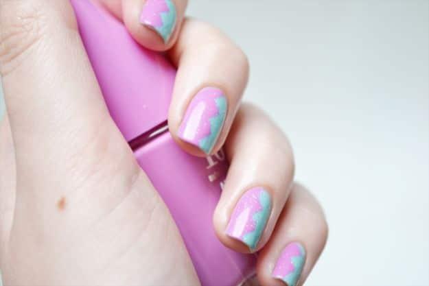 Zig Zag Nails, a creative way to make plain nails pop and an easy DIY manicure technique and it comes together fast