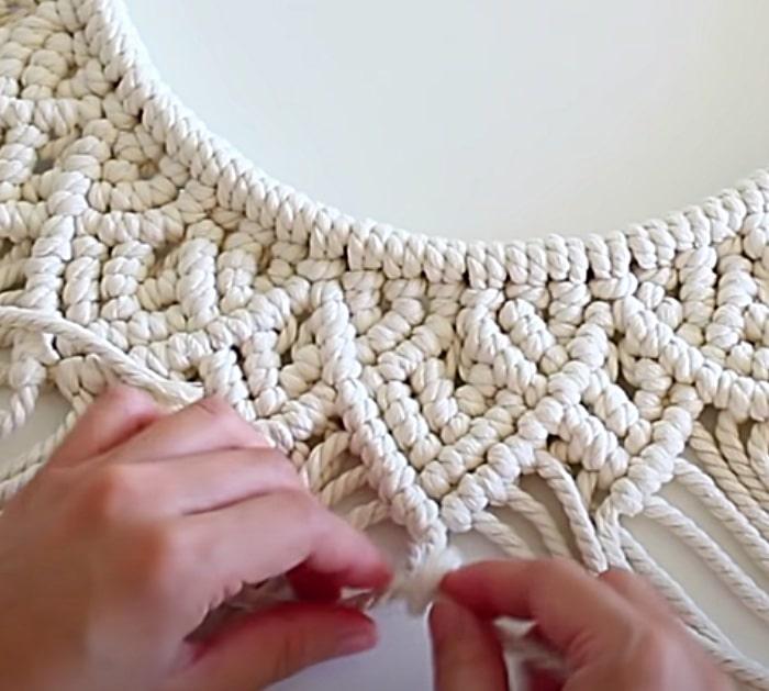 How to Use An Embroidery Hoop Rope To Make a Macrame Mandala Wall Hanging.