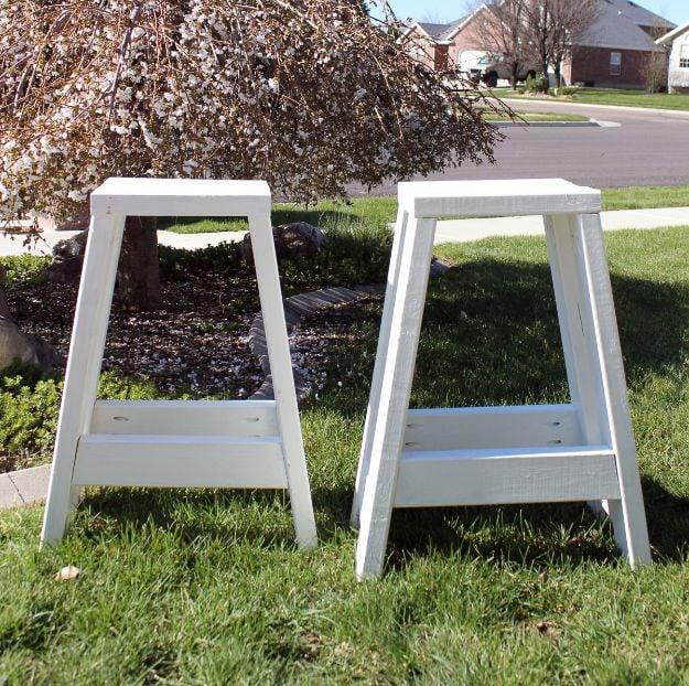 DIY Bar Stool, budget friendly using stuff already sitting in a bin and a sweet way to personalize a plain space