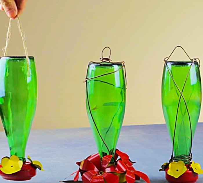 Wrap A Perrier Bottle In Wire To Make A Hummingbird Feeder