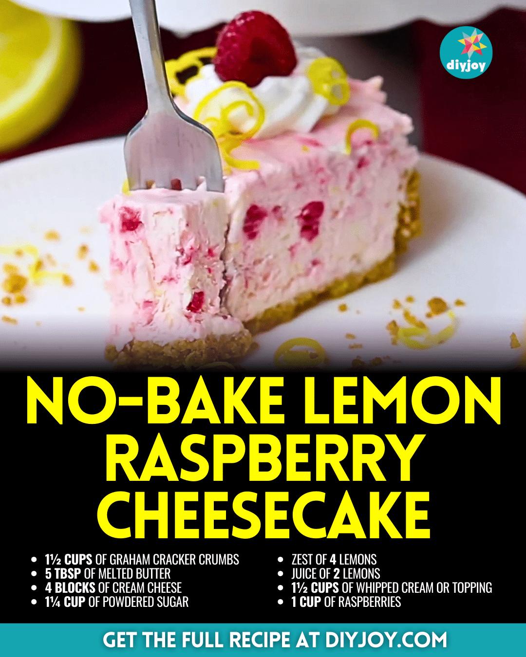 Easy No-Bake Lemon Raspberry Cheesecake Recipe