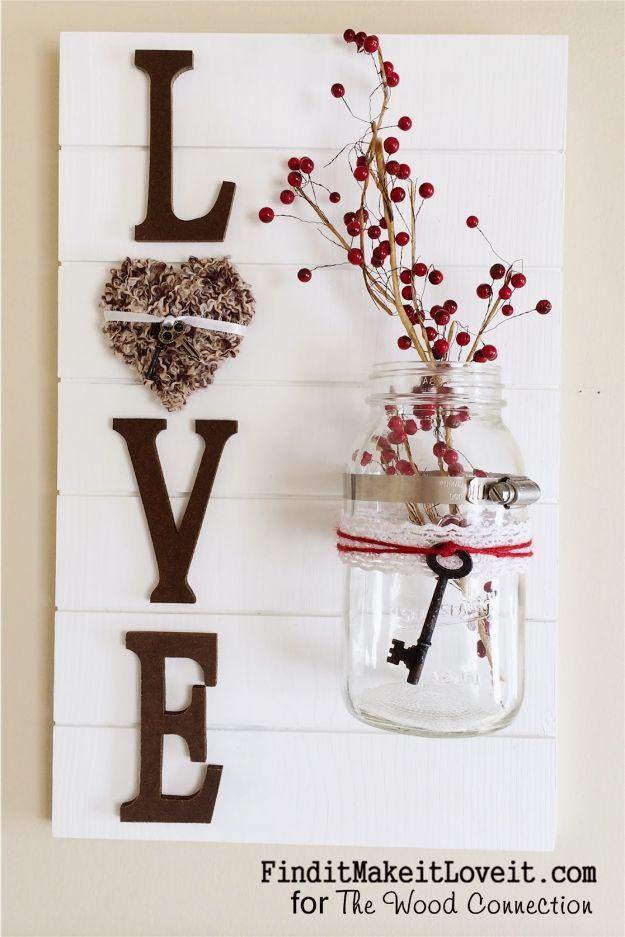 Rustic Wall Decoration with Mason Jar Vase, a fast weekend build even for a novice and personality a plain space was missing