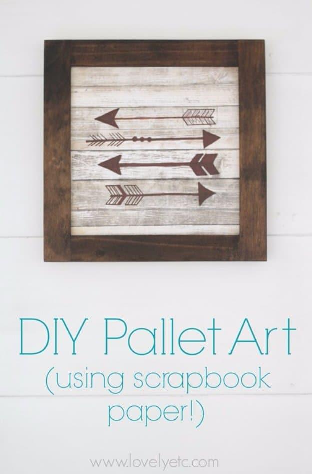 DIY Wood Arrow Sign Using Scrapbook Paper, a budget friendly project using an old pallet and a thoughtful handmade gift idea