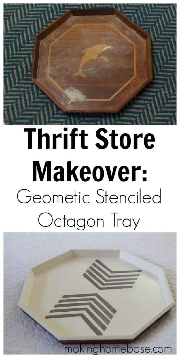 Stylish Octagon Tray, a thrift store makeover, no special tools required to start and a charming handmade detail