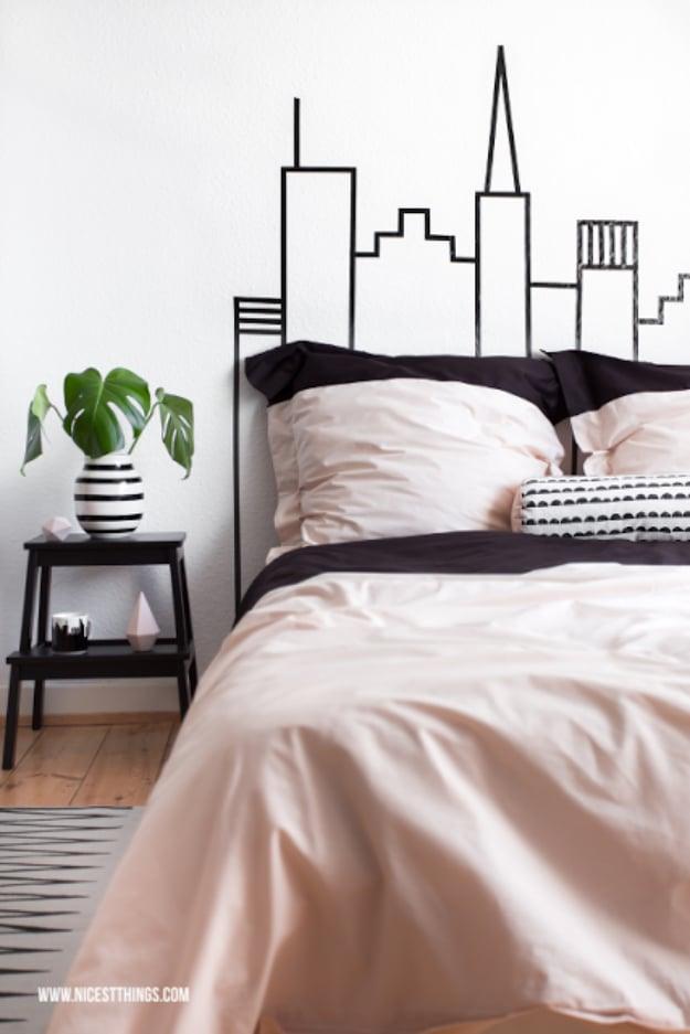 Washi Tape Headboard, cheap to pull off with dollar store finds and proof a small change makes a real difference