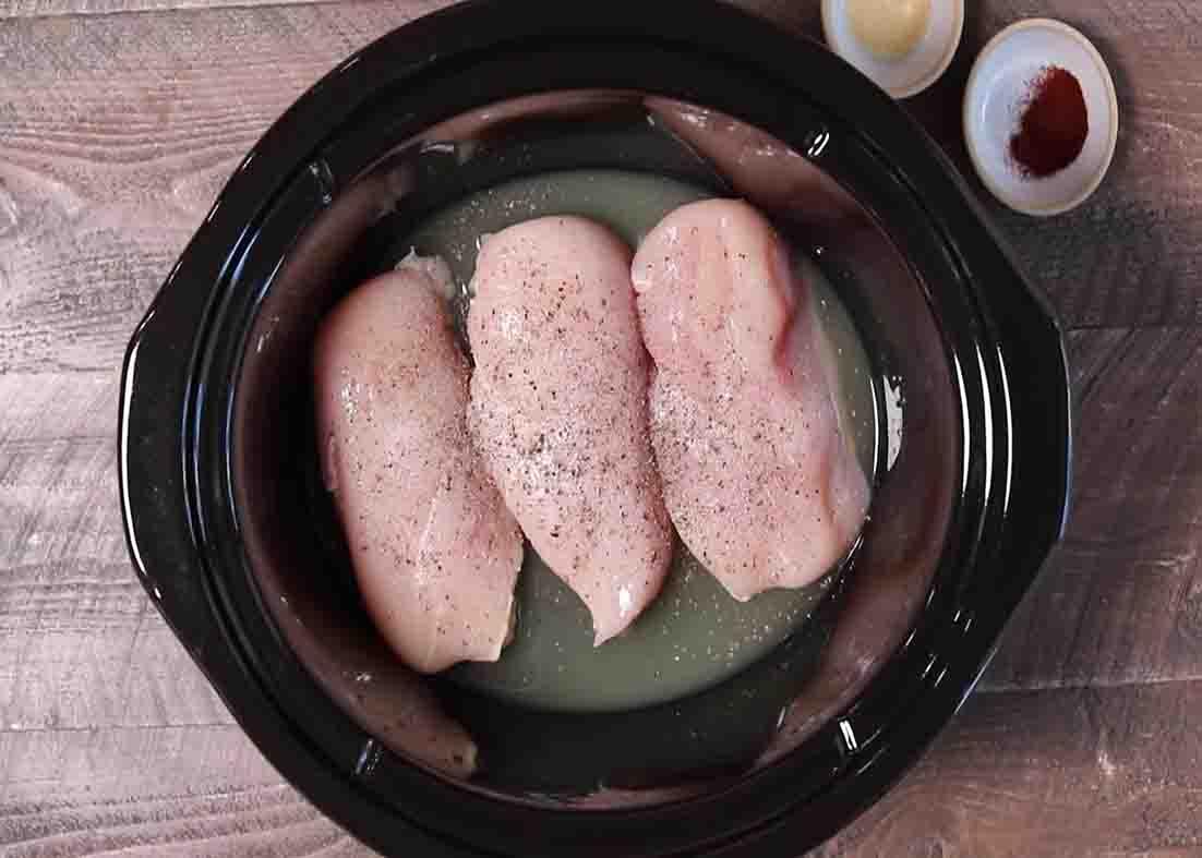 Cooking the chicken breast for the chicken philly cheese steak recipe