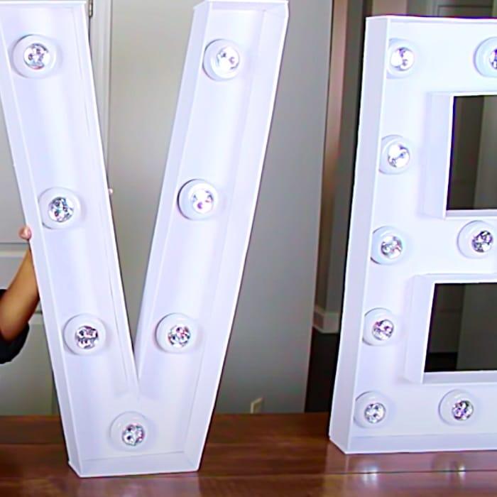 Dollar Tree Marquee Letter Lights - Dollar Tree DIY - DIY Marquee Lights
