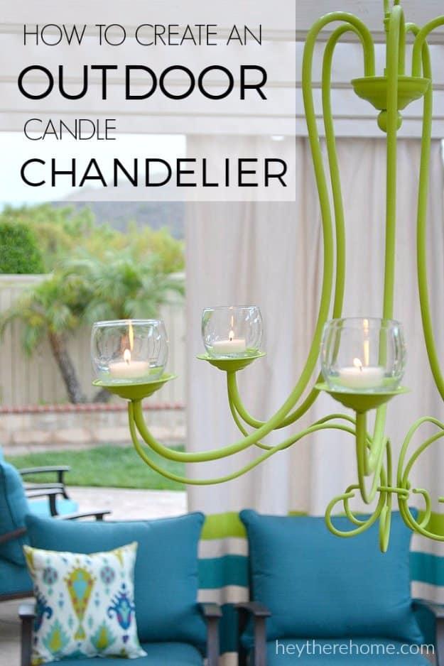 DIY Outdoor Chandelier, a pretty DIY patio decor idea for outdoor living and an easy porch upgrade with basic supplies