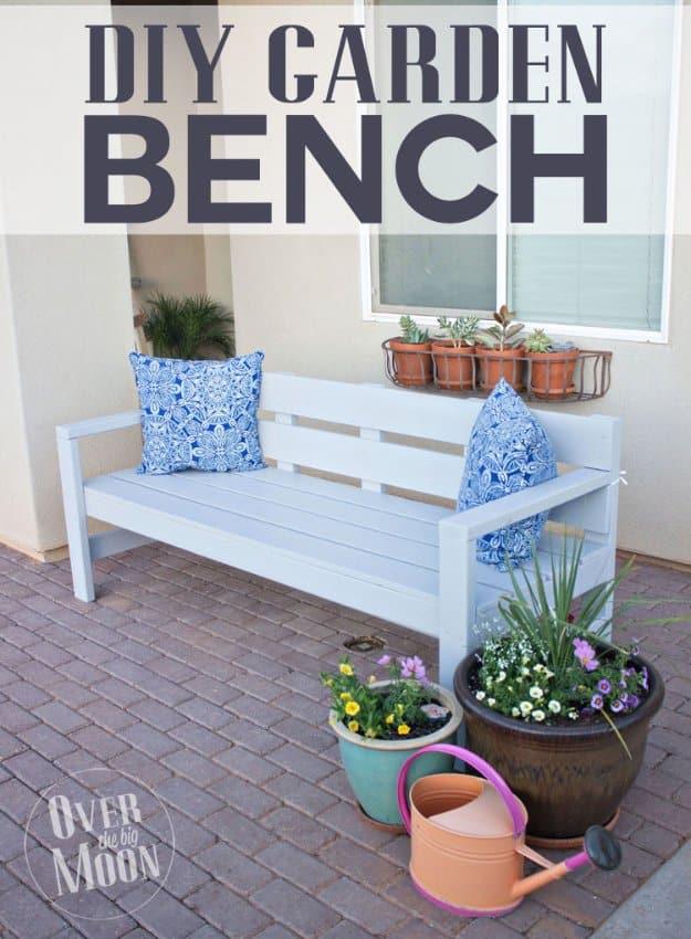 DIY Front Porch Bench, a charming accent for a front porch and a creative way to add color to the outdoor space