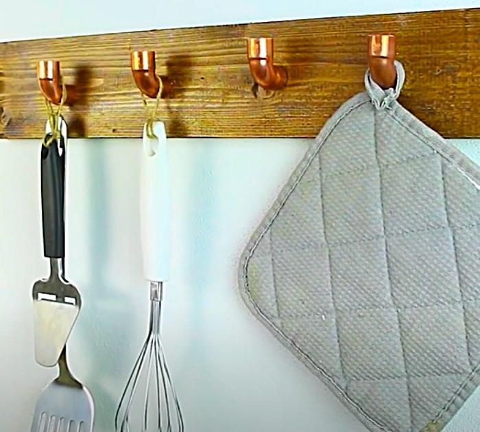 How To Make A Wall Mounted Hook Rack For A Farmhouse Style Kitchen