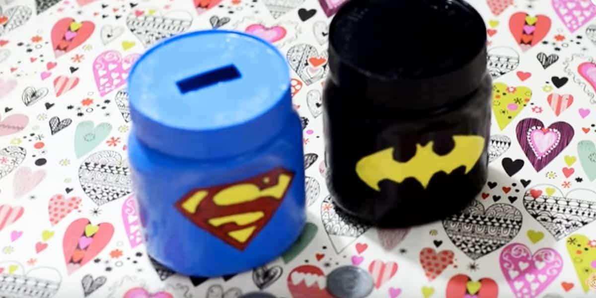 She Makes Super Hero’s Mason Jar Piggy Banks That Kids Will Love!