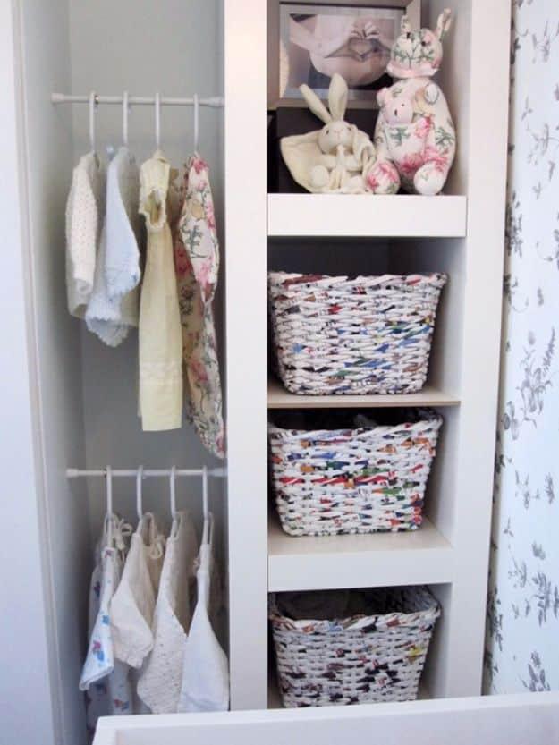 Store Baby Clothes Using Tension Rods, a tension rod hack, simple enough for a first try and an idea worth saving for later