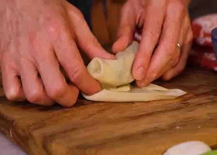 Wrapping the egg rolls