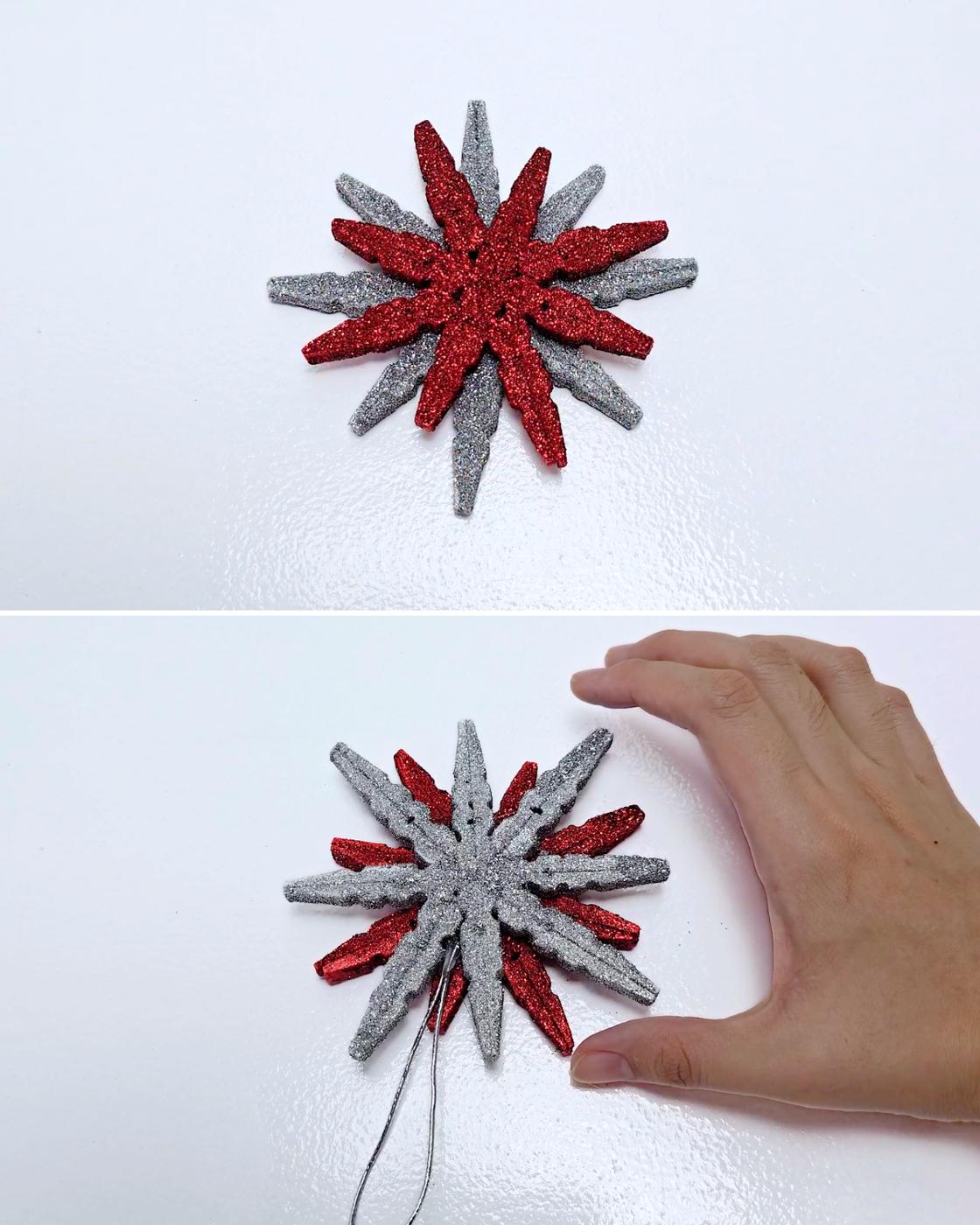 Easy DIY Clothespin Snowflake Ornaments Craft