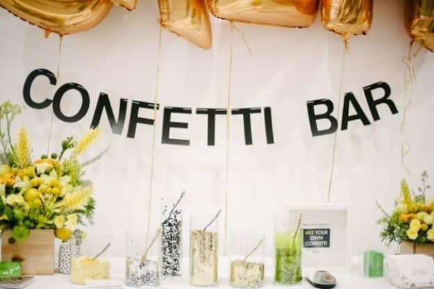 Confetti Bar, a budget friendly alternative to store bought wedding decor and an easy pick for later