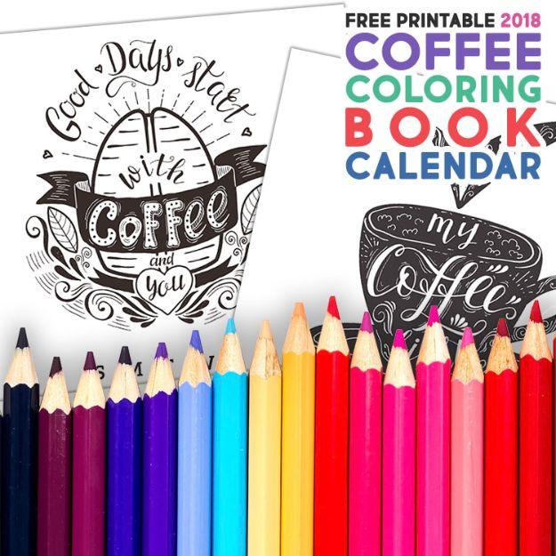 Coffee Coloring Book Calendar, a fun DIY calendar worth making to start the year off right and an idea worth saving for later
