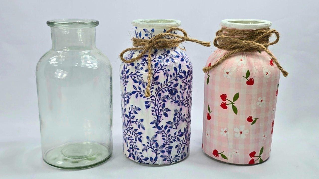 DIY Decoupage Vase Using Napkin Paper