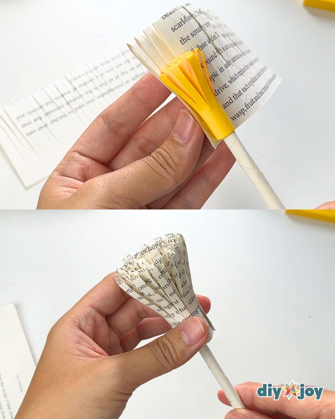 Book Page Paper Flower — gluing the petals