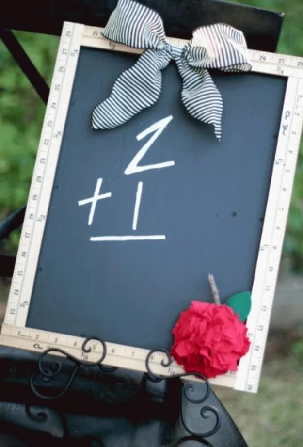 Ruler Chalkboard With Fabric Apple, simple enough for a first try and better looking than a store bought version